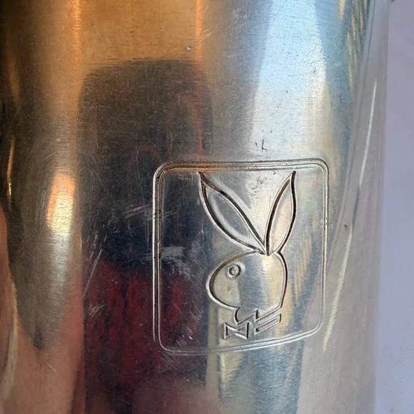 Vintage 1970s Silver Playboy Mug Beer Stein Clear Bottom 16oz - Picture 3 of 7
